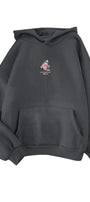 Erkek Oversize Sweatshirt Hoodie Shark Hello Füme – Kapüşonlu, 3 İplik Polar, Kanguru Cepli