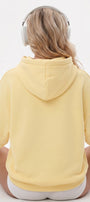Kadın Oversize Hoodie Pink Kitty Club Baskılı Sarı - Kapüşonlu, Cepli, 3 İplik Polar