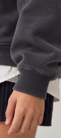 Kız Çocuk Oversize Sweatshirt Basic Füme – Bisiklet yaka, 3 iplik şardonlu polar