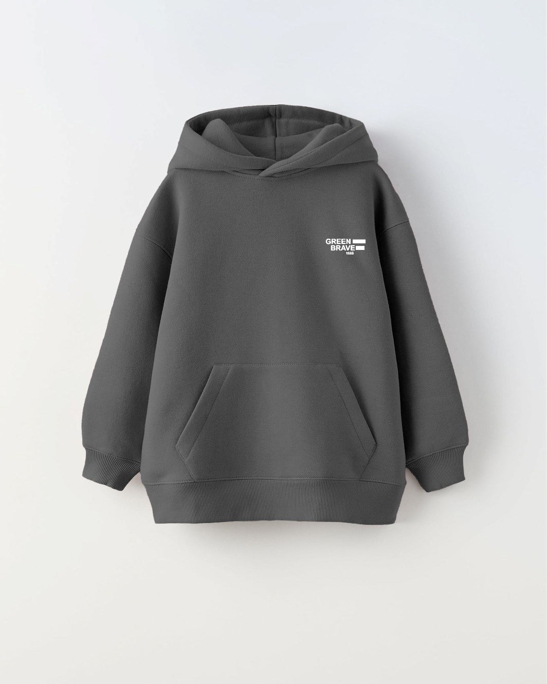 Kapüşonlu İçi Polar Great View Yazı Baskılı Füme Unisex Çocuk Hoodie Sweatshirt
