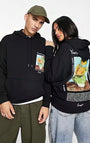 Kapüşonlu İçi Polar Vincent Van Gogh Baskılı Füme Unisex Hoodie Sweatshirt