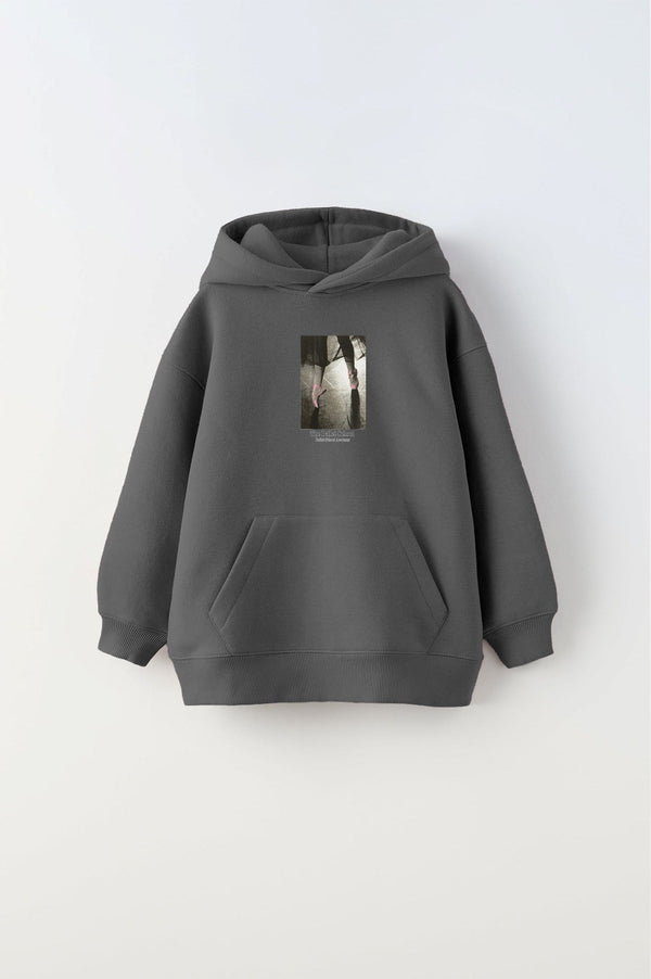 Kapüşonlu İçi Polar The Ballet School Baskılı Füme Unisex Çocuk Sweatshirt