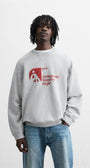 Gri Melanj Underground Trajectory Angle Yazılı Bisiklet Yaka Oversize Sweatshirt