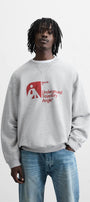 Gri Melanj Underground Trajectory Angle Yazılı Bisiklet Yaka Oversize Sweatshirt