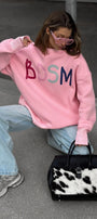 Kadın Oversize Sweatshirt Elbise Color Pop Baskılı Pembe – Bisiklet Yaka, 3 İplik Şardonlu Polar