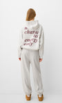 Gri  Unisex 98 Cherries Baskılı Main Charactery Enegy Only Yazılı Kapüşonlu Oversize Hoodie