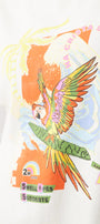 Kadın Oversize Tişört Costa Parrot Baskılı Beyaz – Bisiklet Yaka, Rahat Kalıp, %100 Pamuk