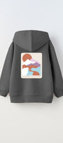 Kapüşonlu İçi Polar Climbing Adventure Baskılı Füme Unisex Çocuk Hoodie Sweatshirt