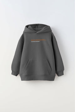Kapüşonlu İçi Polar Art Work Heykel Baskılı Füme Unisex Çocuk Hoodie Sweatshirt