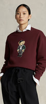 Kadın Oversize Sweatshirt Parisian Bear Baskılı Bordo – Bisiklet Yaka, 3 İplik Şardonlu 