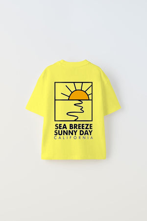 The Champ Sea Breeze Sunny Day California Yazılı Güneş Tasarım Baskılı Sarı Çocuk T-Shirt