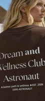 Kadın Oversize Sweatshirt Wellness Baskılı Kahverengi – Bisiklet Yaka, 3 İplik Şardonlu Polar