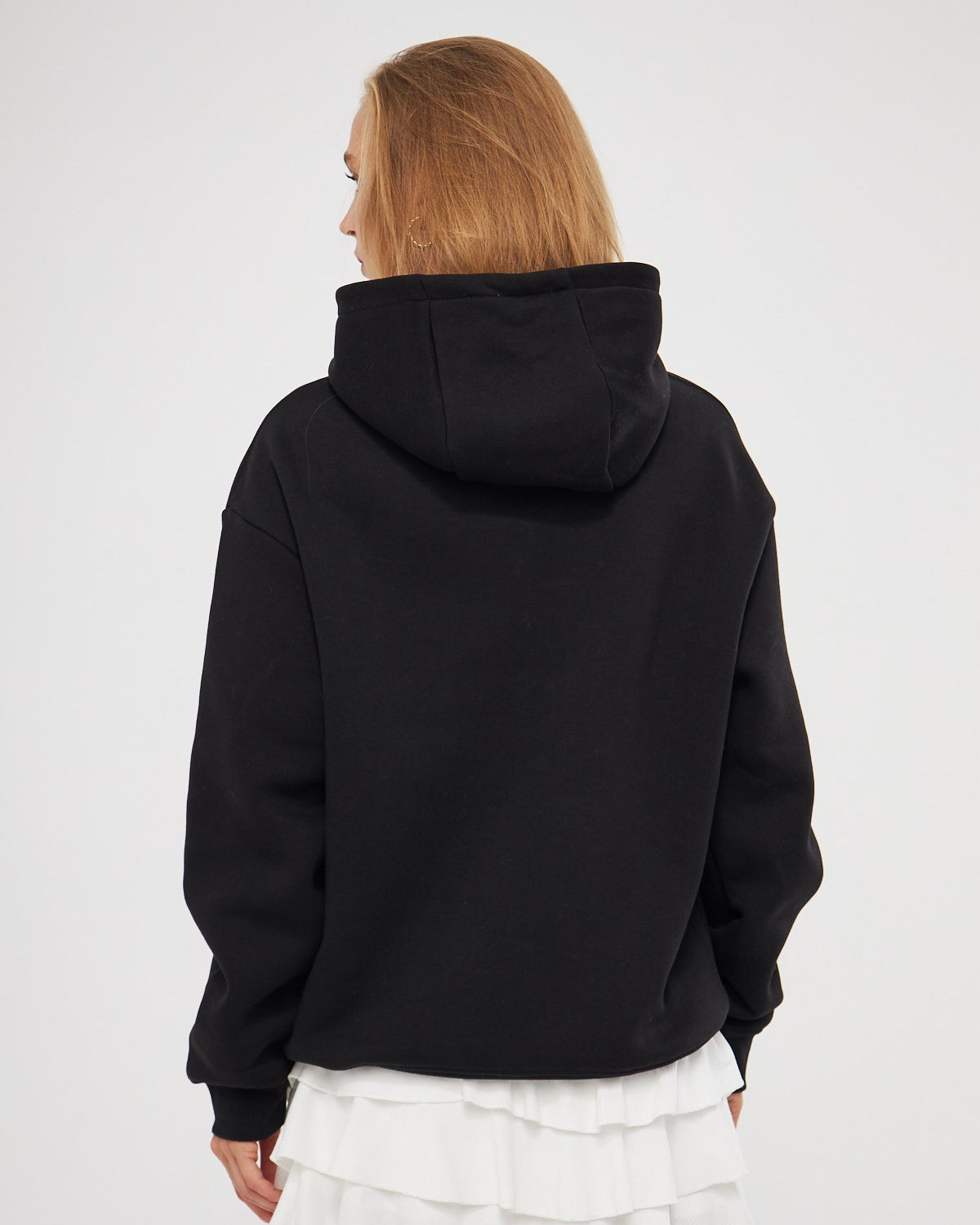 Kapüşonlu İçi Polar Cherries Yazılı Kiraz Baskılı Siyah Oversize Hoodie Sweatshirt