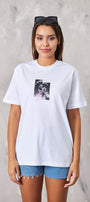 Perfect Life Yazılı Heykel Tasarım Baskılı Beyaz Kadın T-Shirt 