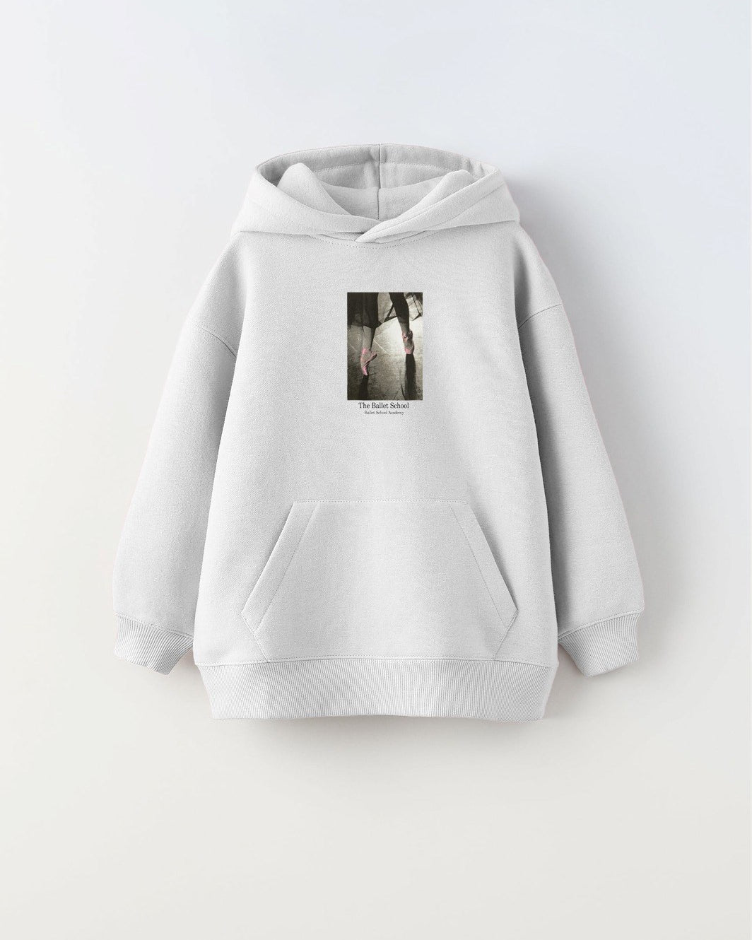 Kapüşonlu İçi Polar The Ballet School Baskılı Beyaz Unisex Çocuk Sweatshirt