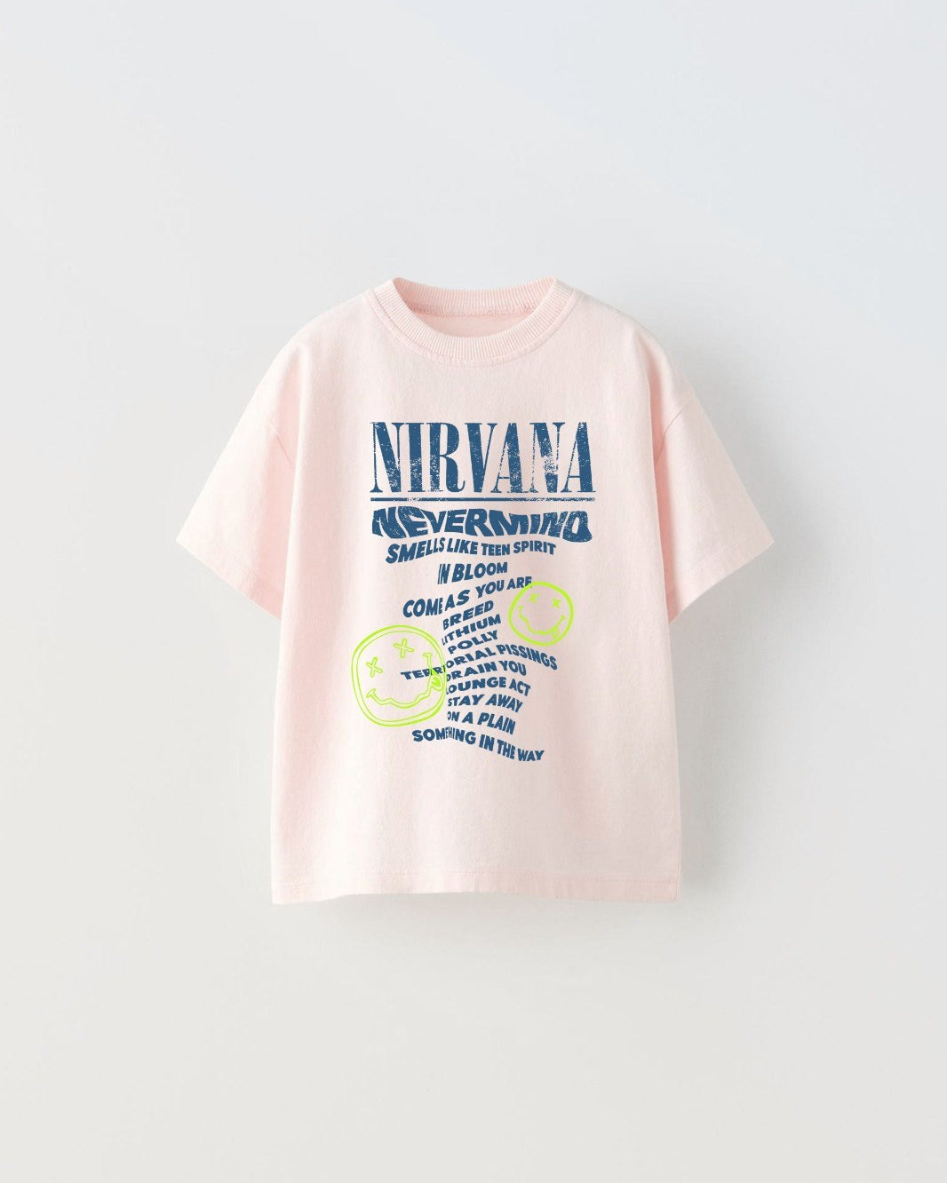 Nirvana Yazılı Smile Baskılı Pembe Çocuk T-shırt 