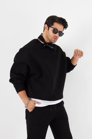 Bisiklet Yaka Basic 3 iplik Şardonlu Oversize Sweatshirt