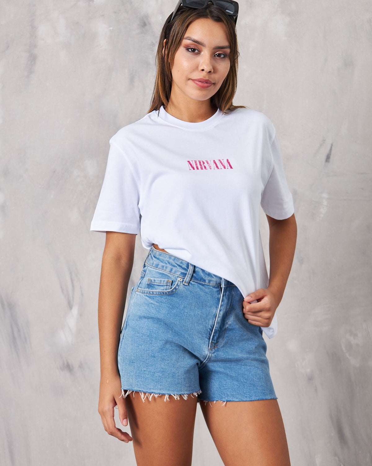 Nirvana Yazılı Melek Tasarım Baskılı Beyaz Kadın T-Shirt 