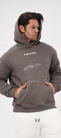 Kapüşonlu İçi Polar MM75 Baskılı Füme Oversize Hoodie Sweatshirt