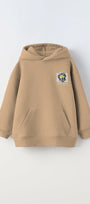 Kapüşonlu İçi Polar Intense Feelings Baskılı Bej Unisex Çocuk Hoodie Sweatshirt