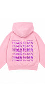 Kız Çocuk Oversize Hoodie Sweatshirt Flower Heaven Baskılı Pembe – Kapüşonlu, Cepli, 3 İplik Polar  