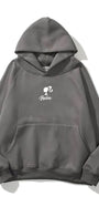 Kapüşonlu İçi Polar Think Of Barbie Baskılı Füme Unisex Hoodie Sweatshirt