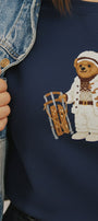 Kadın Oversize Sweatshirt Quiet Club 3D Baskılı Lacivert – Bisiklet Yaka, 3 İplik Şardonlu Polar