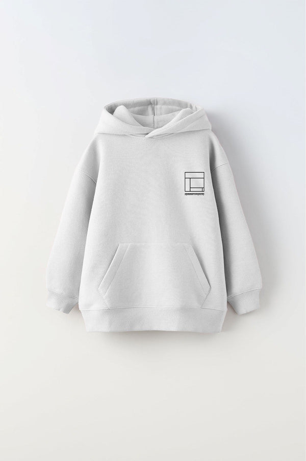 Kapüşonlu İçi Polar Updated Simplicity Baskılı Beyaz Unisex Çocuk Hoodie Sweatshirt