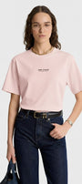 Kadın Oversize Tişört CHMP STUDIOS Baskılı Pembe – Bisiklet Yaka, %100 Pamuk Compact Süprem 24/1