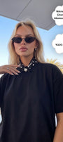 Kadın Oversize Tişört Noir Dot Mıknatıslı Fular Aksesuarlı Siyah – Rahat Kalıp, %100 Pamuk