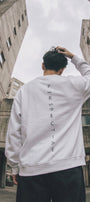 Erkek Oversize Sweatshirt Perspectiv Baskılı Beyaz – Bisiklet Yaka, 3 İplik Şardonlu Polar