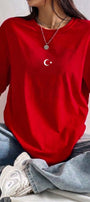 Unisex Oversize Tişört Legend of Türkiye Baskılı Kırmızı – Bisiklet Yaka, Rahat Kalıp, Yazılık, %100 Pamuk