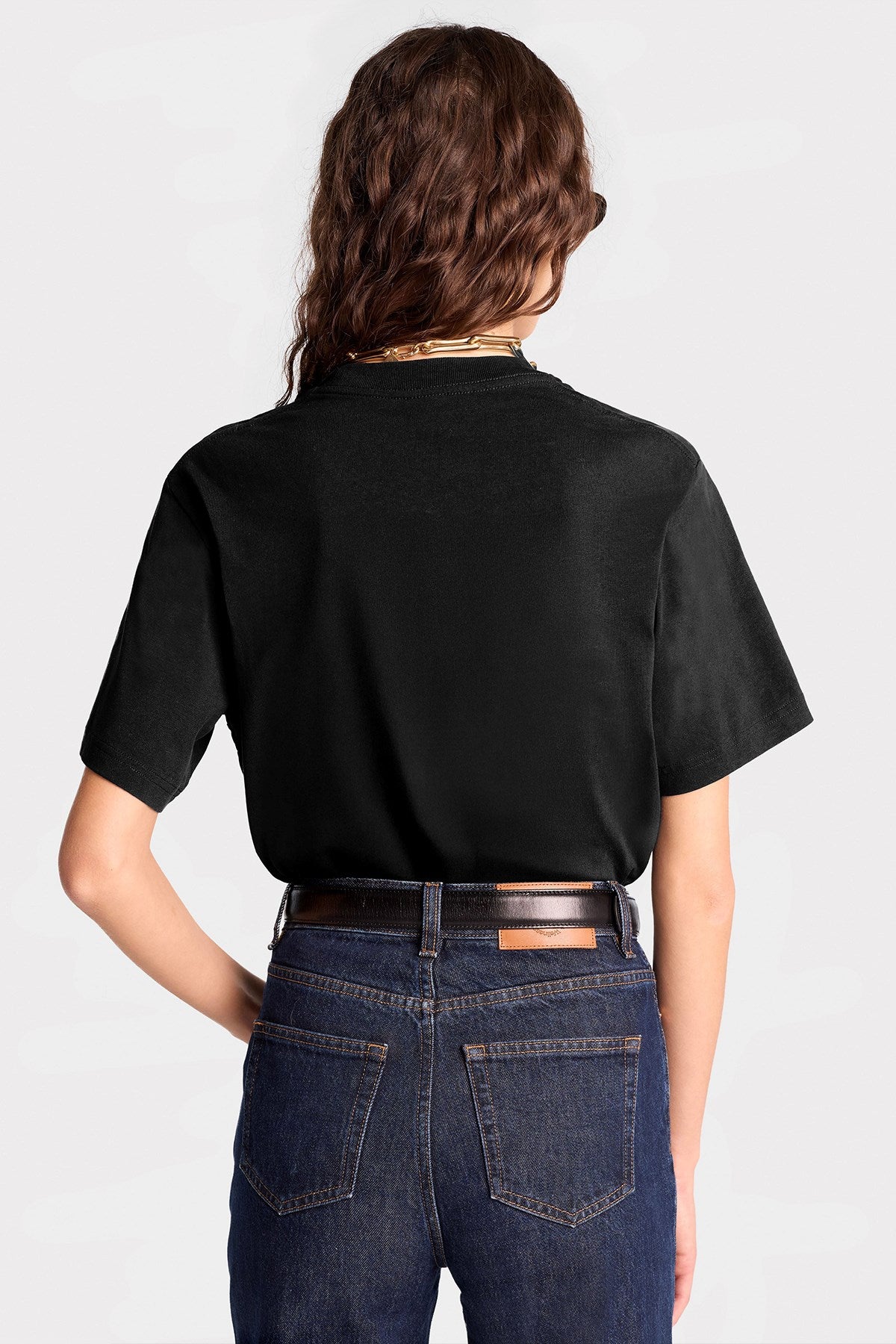 Kadın Oversize Tişört CHMP STUDIOS Baskılı Siyah – Bisiklet Yaka, %100 Pamuk Compact Süprem 24/1