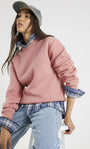 Unisex Oversize Sweatshirt Norf Sarf Harita Baskılı Pembe – Bisiklet Yaka, 3 İplik Şardonlu Polar