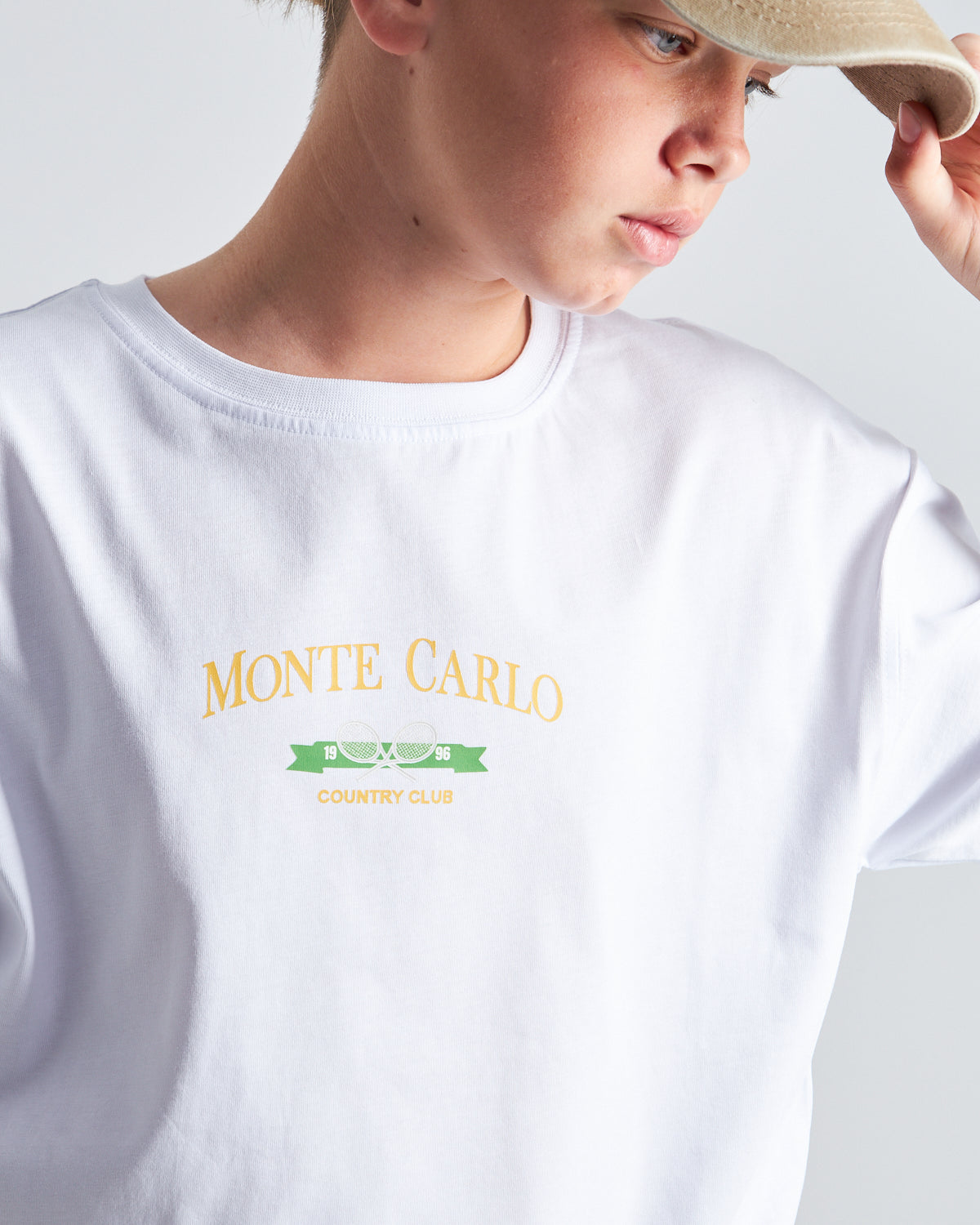 Monte Carlo Country Club Baskılı %100 Pamuk Erkek Oversize Çocuk Tişört