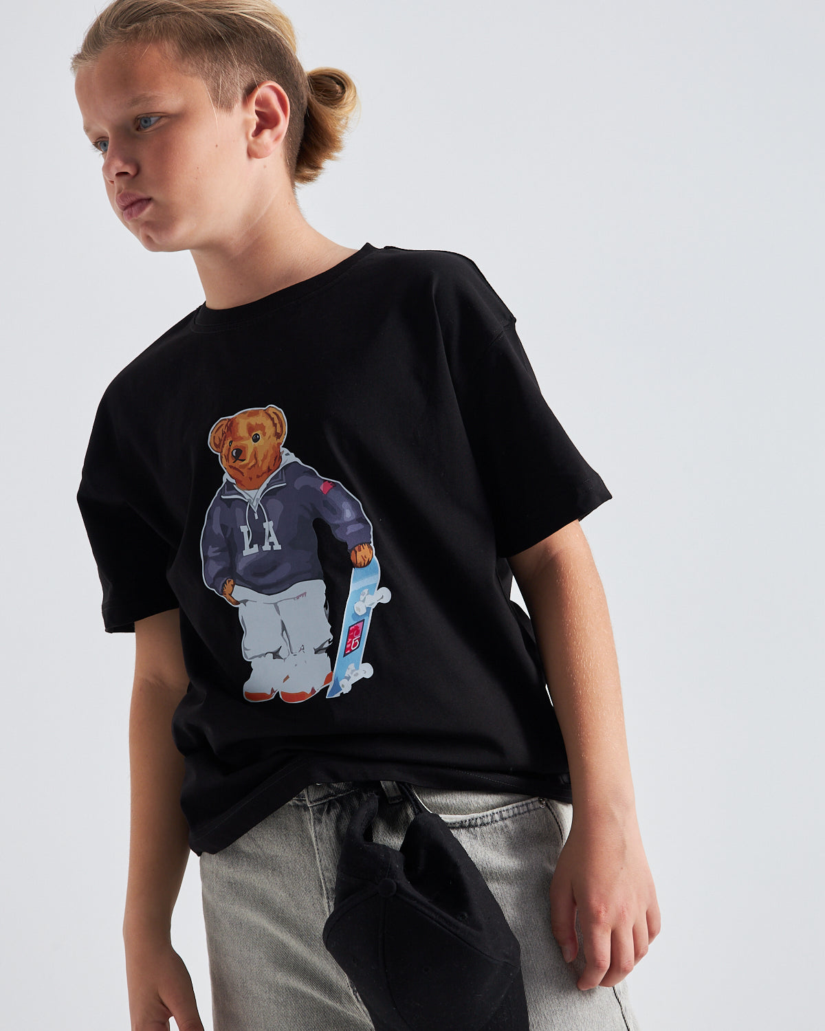 Teddy Bear Kaykay Tasarım  Baskılı %100 Pamuk Erkek Oversize Çocuk Tişört