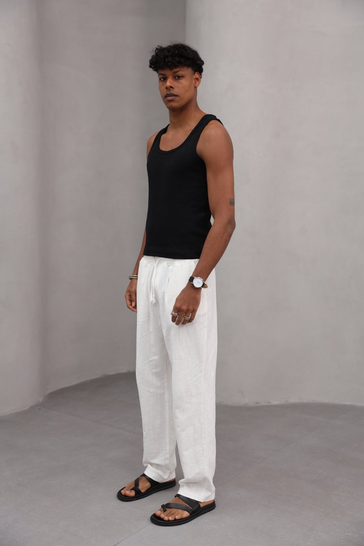 Rahat Kesim Düz Paça %100 Cotton Bağcıklı Erkek Pantolon