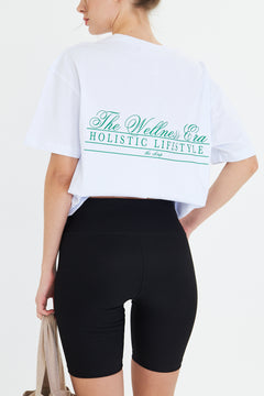 The Wellness Era Baskılı %100 Pamuk Oversize Kadın Tişört