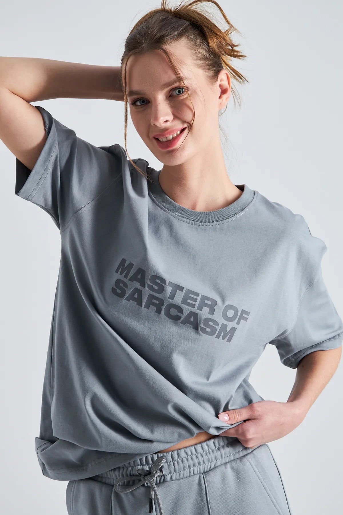 Kadın Master Of Sarcasm Baskılı Kısa Kollu %100 Pamuk Tişört