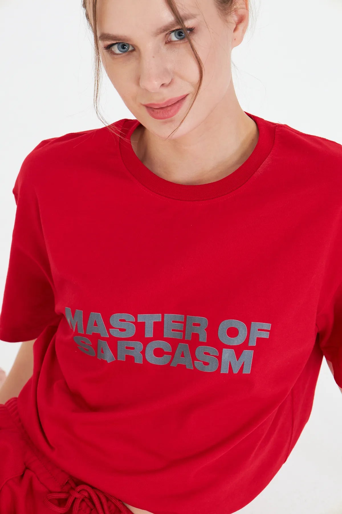 Kadın Master Of Sarcasm Baskılı Kısa Kollu %100 Pamuk Tişört