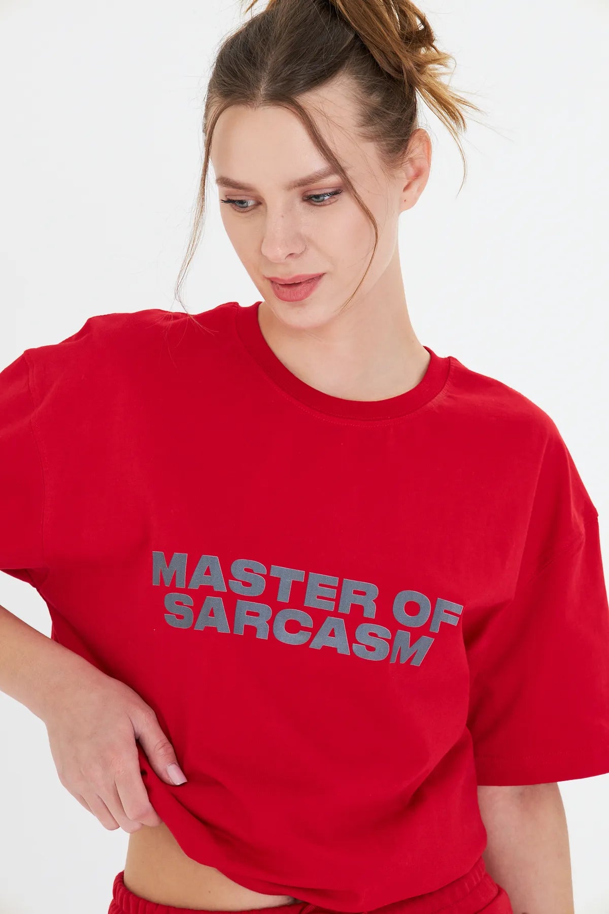 Kadın Master Of Sarcasm Baskılı Kısa Kollu %100 Pamuk Tişört