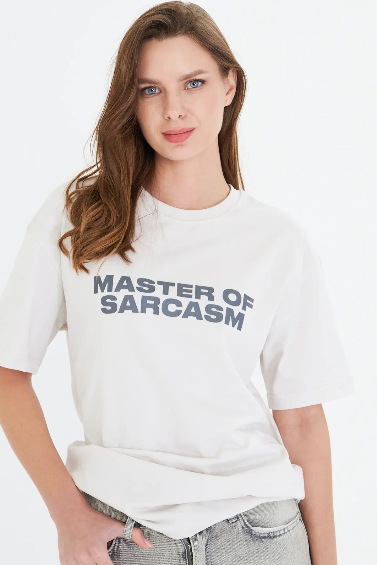Kadın Master Of Sarcasm Baskılı Kısa Kollu %100 Pamuk Tişört