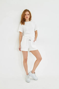 Pamuklu Relax Konforlu Oversize Kadın Tişört ve Şort Takımı