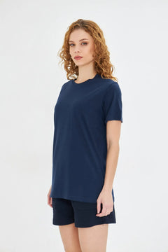 Kadın Konforlu %100 Pamuk Kısa Kollu Günlük Tişört