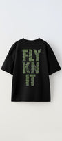 Collective Fly Knıt Yazılı Futbol Tasarım Baskılı Siyah Çocuk T-shirt