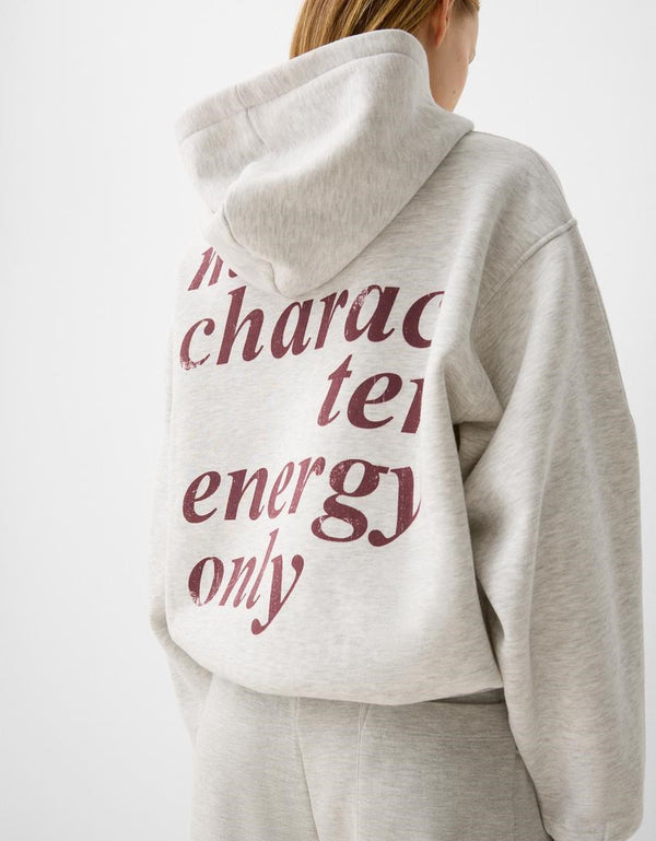 Gri  Çocuk 98 Cherries Baskılı Main Charactery Enegy Only Yazılı Kapüşonlu Oversize Hoodie