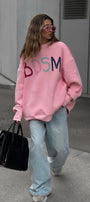 Kadın Oversize Sweatshirt Elbise Color Pop Baskılı Pembe – Bisiklet Yaka, 3 İplik Şardonlu Polar