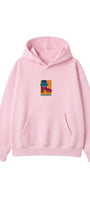 Kadın Oversize Hoodie 90’s Vibe Baskılı Pembe - Kapüşonlu, Kanguru Cepli, 3 İplik Polar