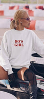 Kadın Oversize Sweatshirt 90’s Girl Baskılı Beyaz – Bisiklet Yaka, 3 İplik Şardonlu Polar