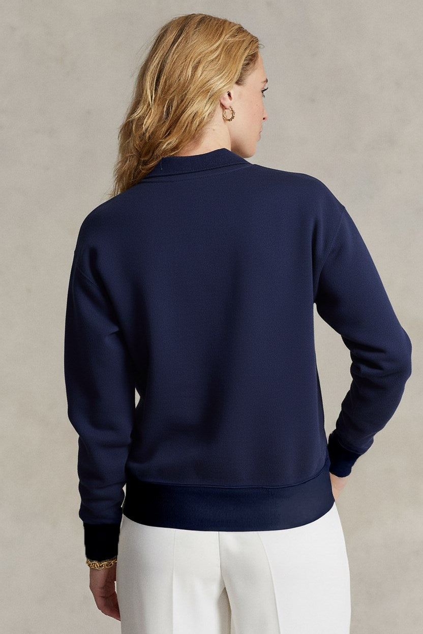 Kadın Oversize Sweatshirt Regatta Bear Baskılı Lacivert – Bisiklet Yaka, 3 İplik Şardonlu